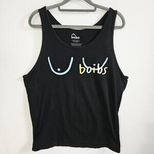 Laura Clery Women's Size L Boibs Graphic Tank Top Black 100% Cotton Casual
